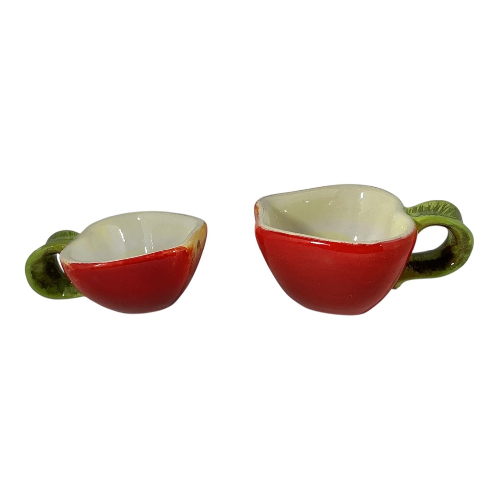Red Apple Ceramic Measuring Cups Set of 4 Hanging Nesting Kitchen Decor - Picture 8 of 13